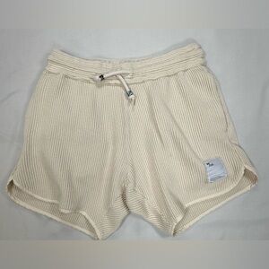 Wasted Co. Waffle-Knit High-Waist Cream Lounge Shorts